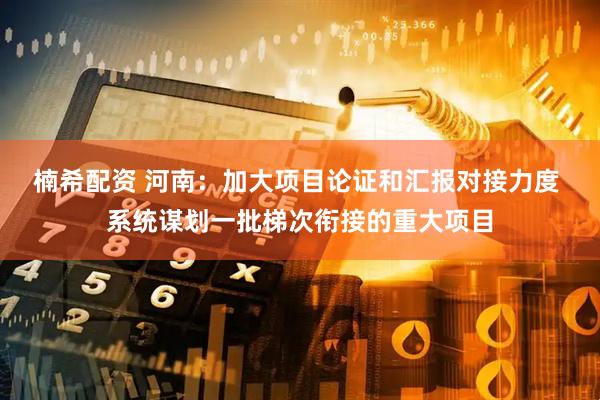 楠希配资 河南：加大项目论证和汇报对接力度 系统谋划一批梯次衔接的重大项目